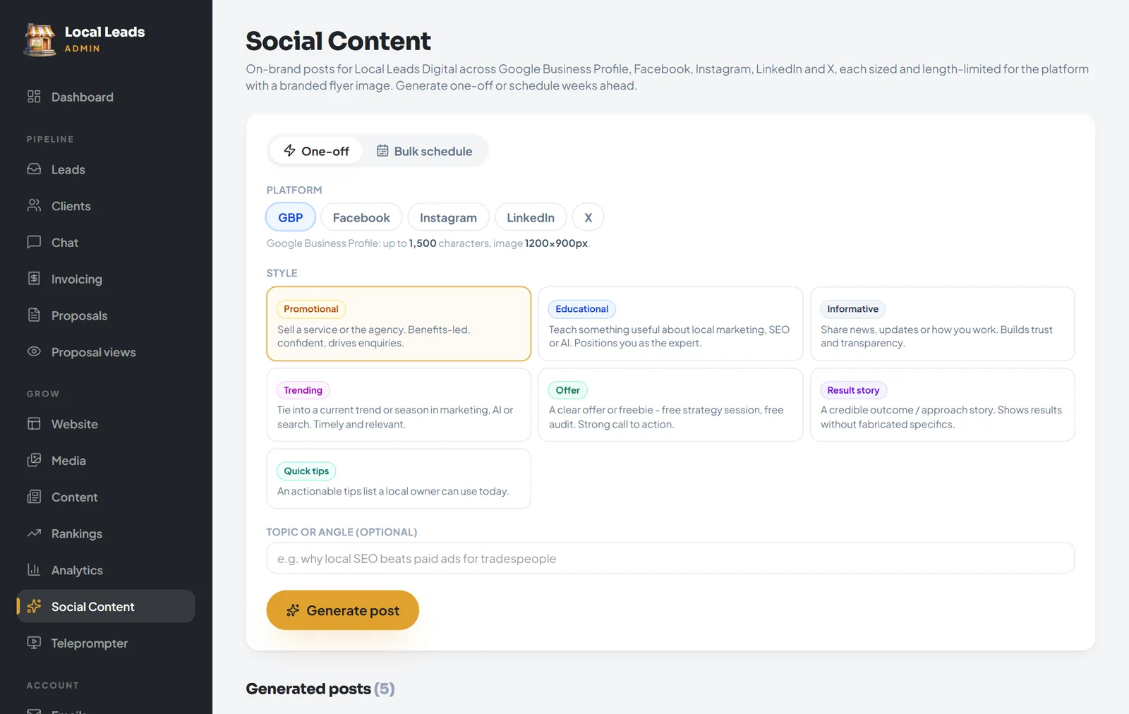 AI social content, on brand, every platform