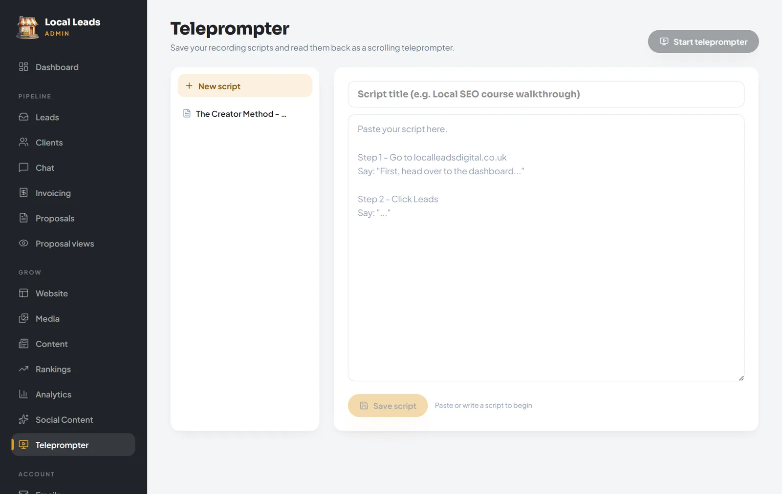 Even a built-in teleprompter for your videos